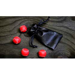 Set of 4 Leather Balls for Cups and Balls (Red) by Leo Smetsers - Trick