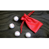 Set of 4 Leather Balls for Cups and Balls (White w/Red Stitching) by Leo Smetsers - Trick