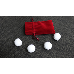Set of 4 Leather Balls for Cups and Balls (White w/White Stitching) by Leo Smetsers - Trick