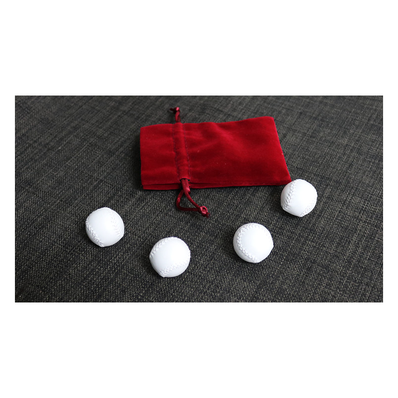 Set of 4 Leather Balls for Cups and Balls (White w/White Stitching) by Leo Smetsers - Trick
