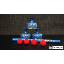Indian Street Cups with Wand (Hand painted blue) by Mr. Magic - Trick