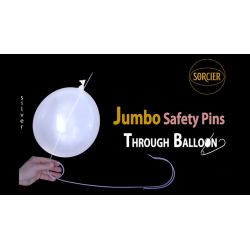 Jumbo Safety Pins Through Balloon Silver by Sorcier Magic
