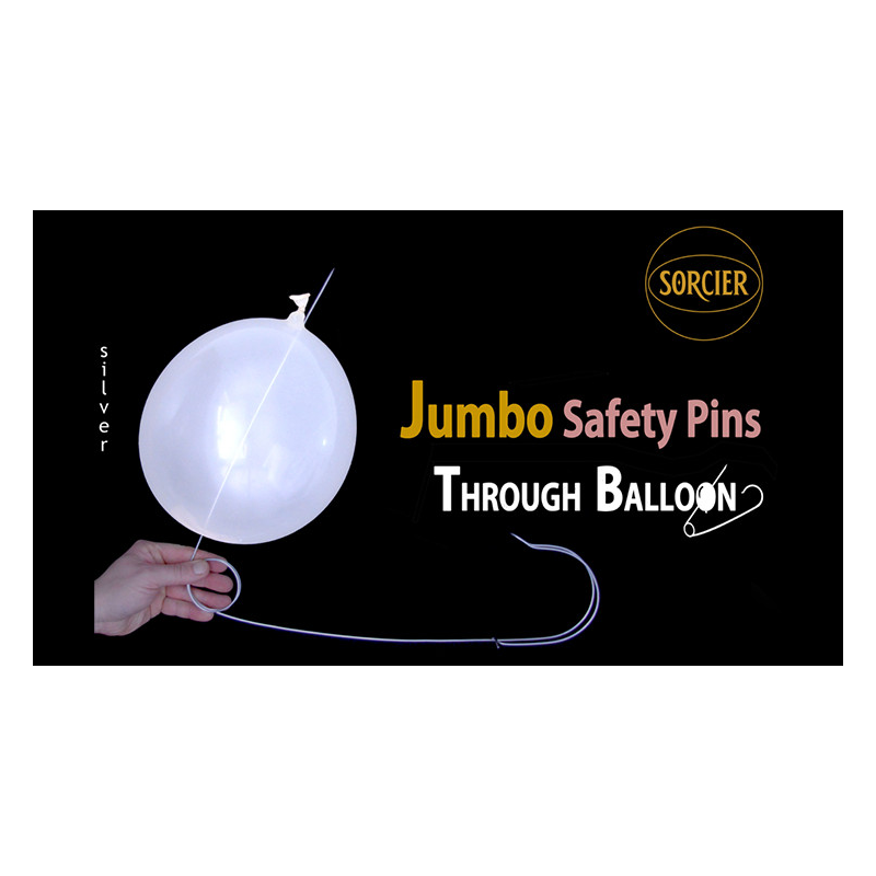 Jumbo Safety Pins Through Balloon Silver by Sorcier Magic