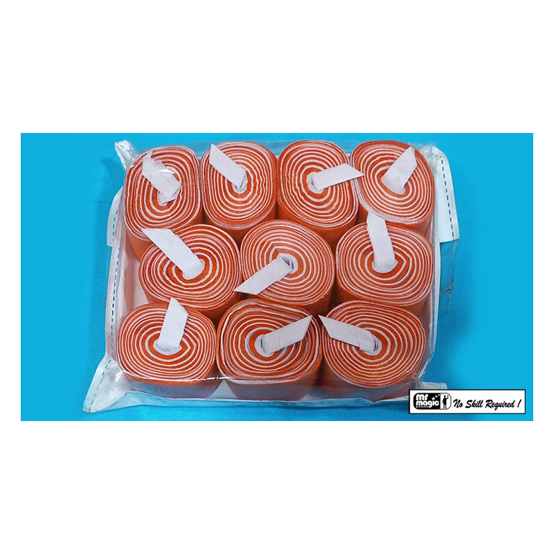 Mouth Coil 60ft/10ct (Orange/White) by Mr. Magic - Trick