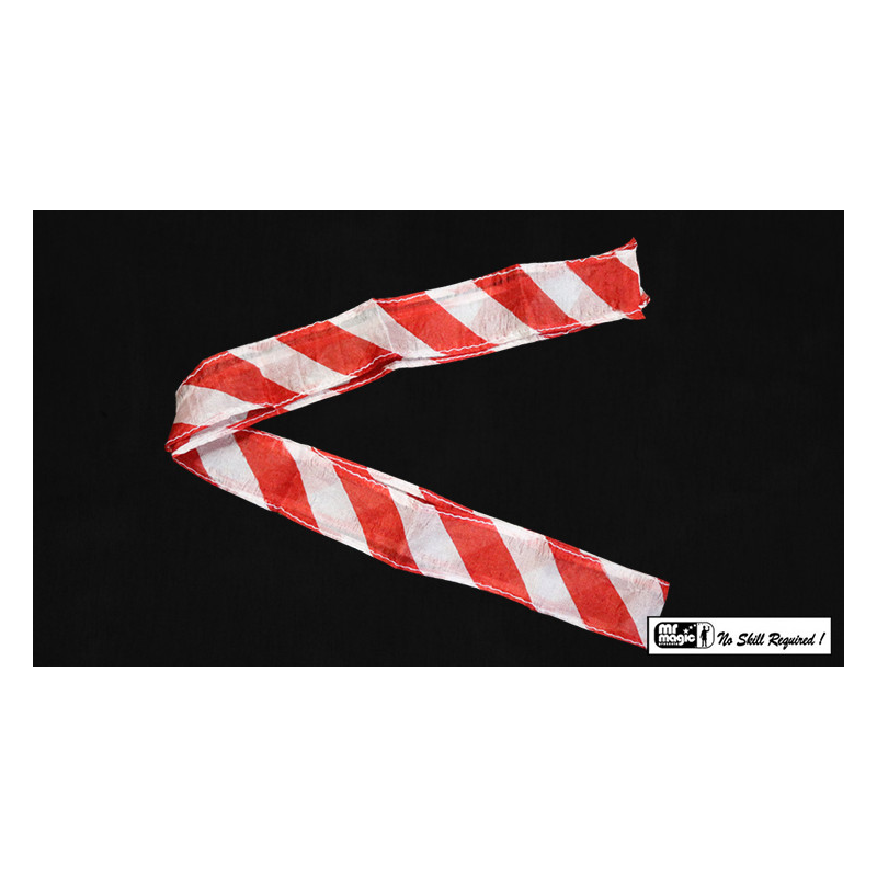 Thumb Tip Streamer Zebra 3' (Red and White) by Mr. Magic - Trick