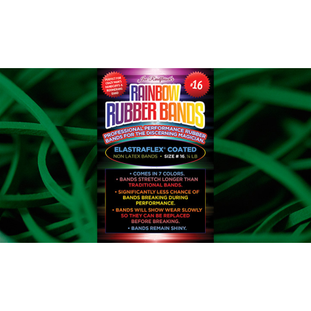 Joe Rindfleisch's SIZE 16 Rainbow Rubber Bands (Marcus Eddie - Green Pack ) by Joe Rindfleisch - Trick