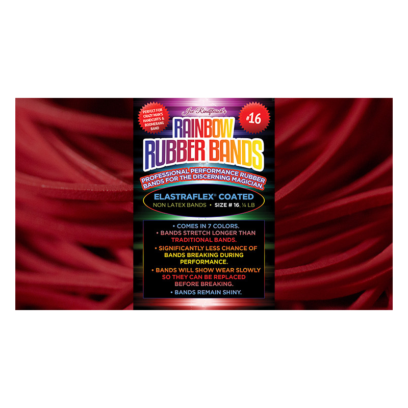 Joe Rindfleisch's SIZE 16 Rainbow Rubber Bands (Joe Rindfleisch - Red Pack) by Joe Rindfleisch - Trick