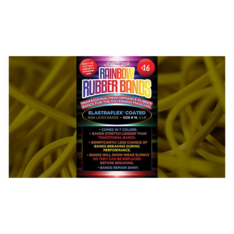 Joe Rindfleisch's SIZE 16 Rainbow Rubber Bands (Russell Leeds -Yellow ) by Joe Rindfleisch - Trick