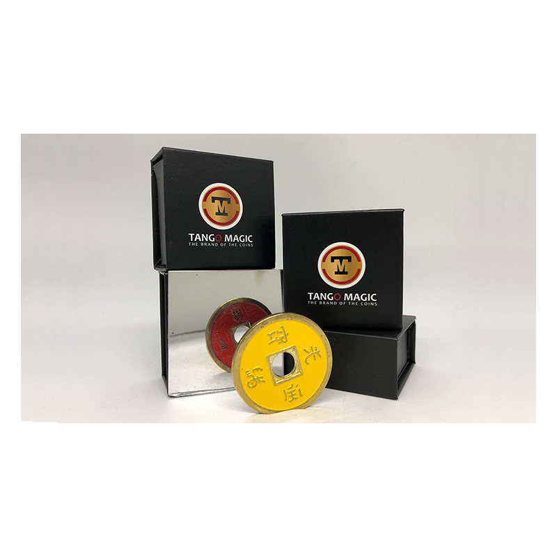 Chinese Coin (CH0020) Red and Yellow by Tango Magic - Tricks
