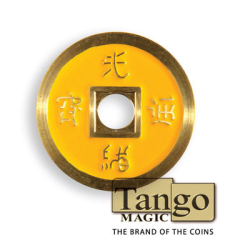 Chinese Coin (CH0020) Red and Yellow by Tango Magic - Tricks