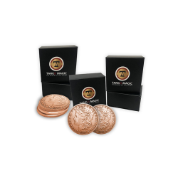 Copper Morgan Expanded Shell plus 4 four Regular Coins (Gimmicks and Online Instructions) by Tango Magic - Trick