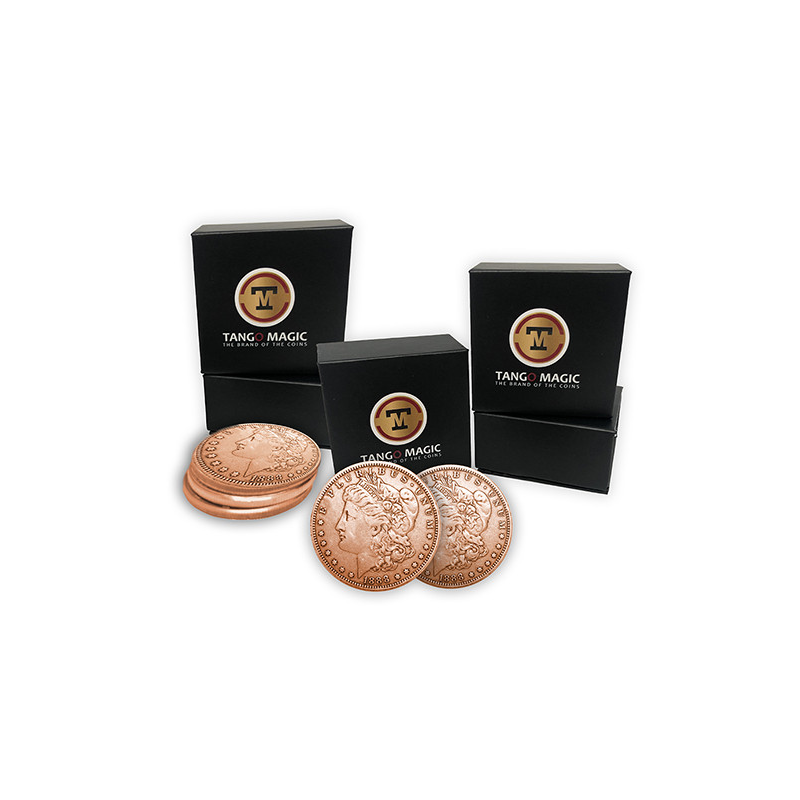 Copper Morgan Expanded Shell plus 4 four Regular Coins (Gimmicks and Online Instructions) by Tango Magic - Trick