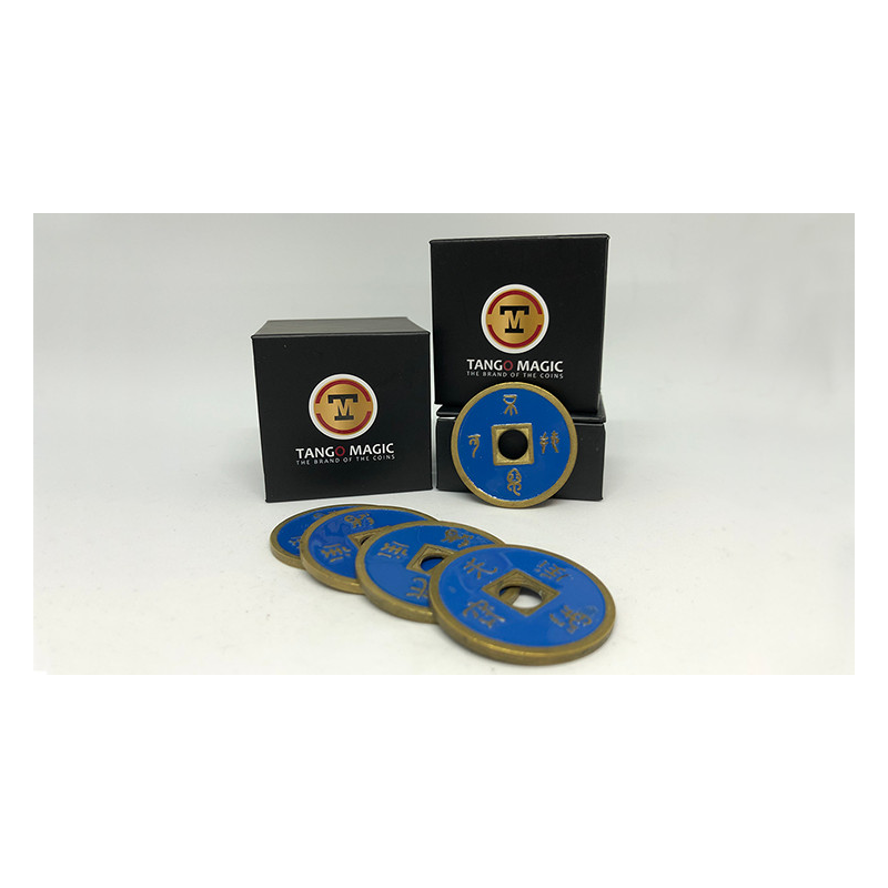 Expanded Shell Chinese Coin made in Brass (Blue) by Tango - Trick (CH005)
