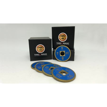 Expanded Shell Chinese Coin made in Brass (Blue) by Tango - Trick (CH005)