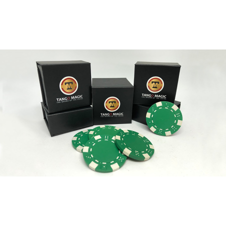 Expanded Shell Poker Chip Green plus 4 Regular Chips (PK001G) by Tango Magic - Trick