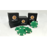 Expanded Shell Poker Chip Green plus 4 Regular Chips (PK001G) by Tango Magic - Trick
