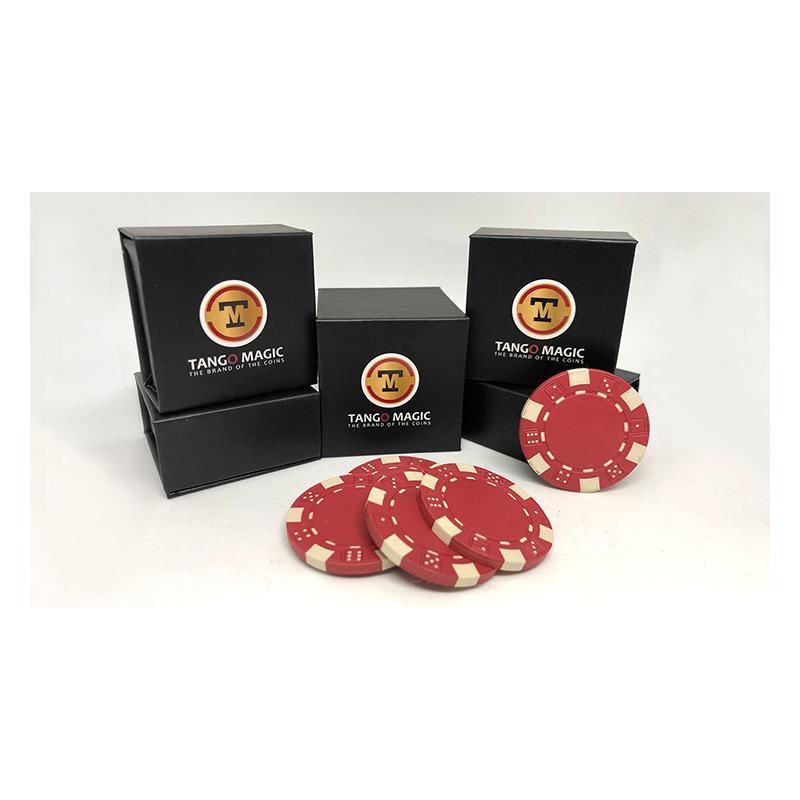 Expanded Shell Poker Chip Red plus 4 Regular Chips (PK001R) by Tango magic - Trick