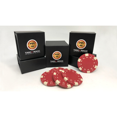 Expanded Shell Poker Chip Red plus 4 Regular Chips (PK001R) by Tango magic - Trick