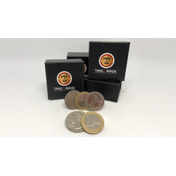 Euro-Dollar Hopping Half (1 Euro and Quarter Dollar) by Tango Magic-Trick (ED004)