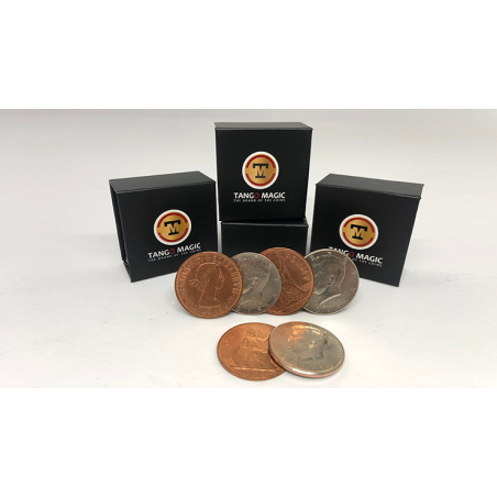 Hopping Half with Expanded Shell Coins and English Penny D0059 by Tango - Trick