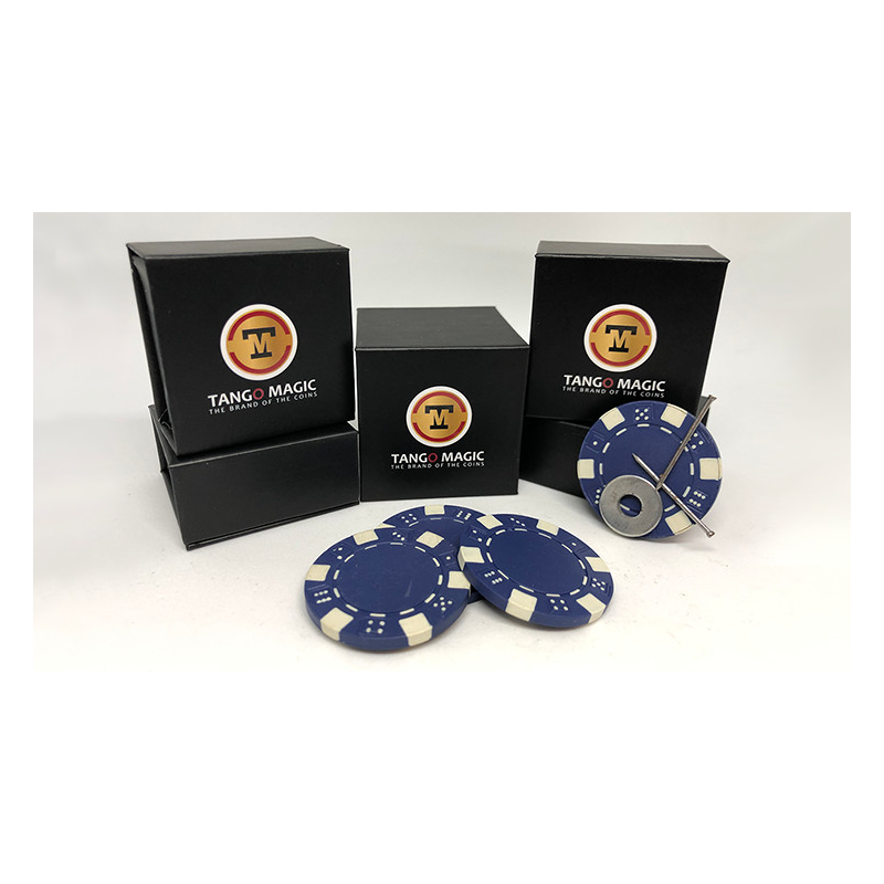 Magnetic Poker Chip Blue plus 3 regular chips (PK003B) by Tango Magic - Trick