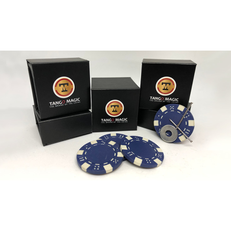 Magnetic Poker Chip Blue plus 3 regular chips (PK003B) by Tango Magic - Trick