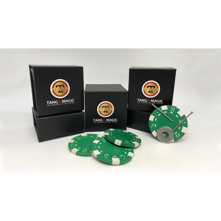 Magnetic Poker Chip Green plus 3 regular chips (PK003G) by Tango Magic - Trick