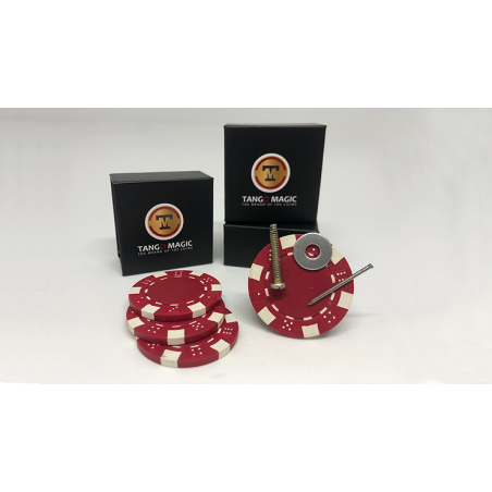 Magnetic Poker Chip Red plus 3 regular chips (PK003R) by Tango Magic - Trick