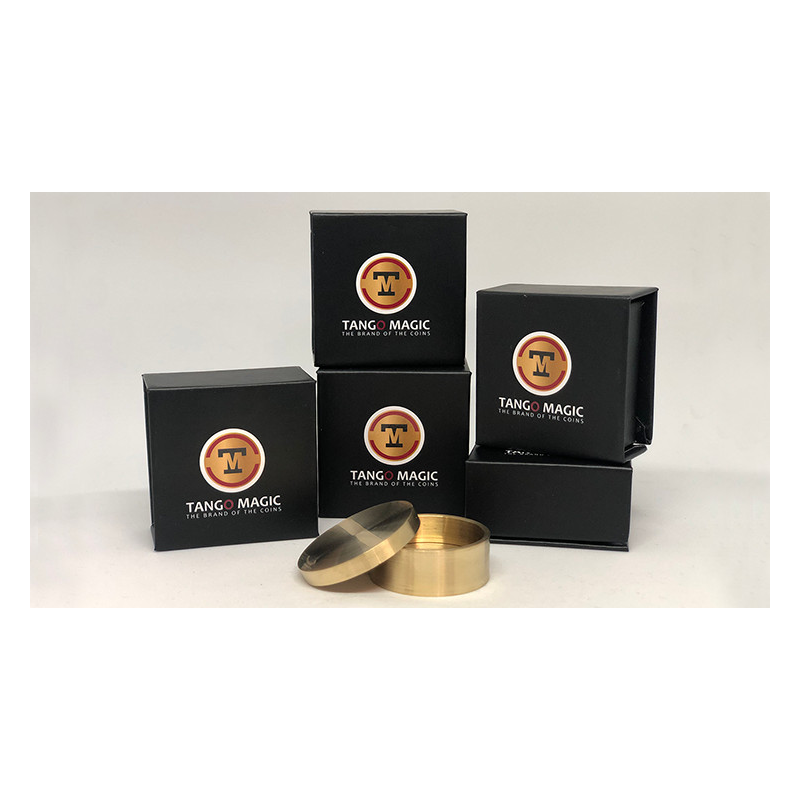 Okito Coin Box (BRASS w/Online Instructions)(B0028) One Dollar by Tango Magic - Trick