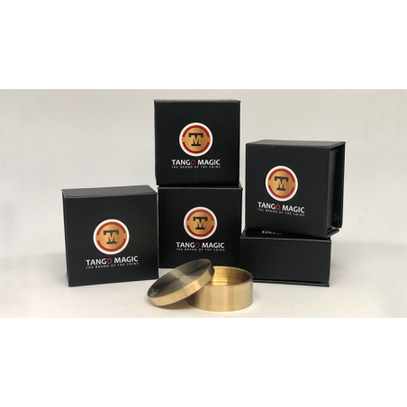 Okito Coin Box (BRASS w/Online Instructions)(B0028) One Dollar by Tango Magic - Trick