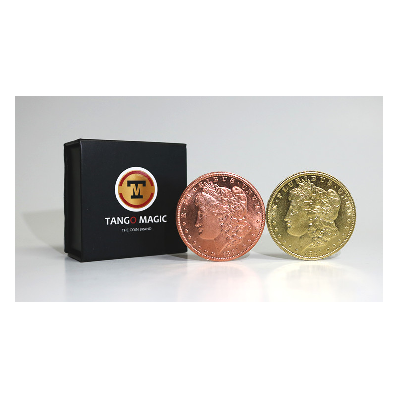 Replica Golden Morgan Hopping Half (Gimmicks and Online Instructions) by Tango Magic - Trick