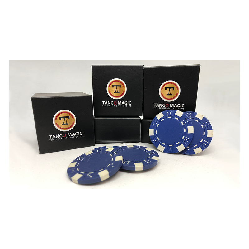 TUC Poker Chip Blue plus 3 regular chips (PK002B) by Tango Magic - Trick