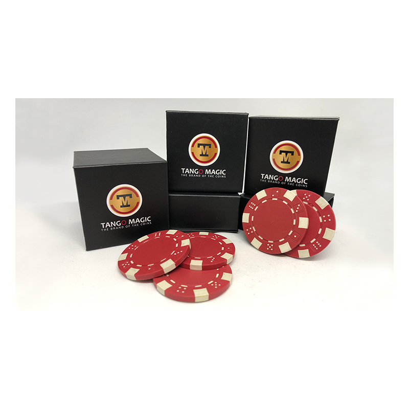TUC Poker Chip Red plus 3 regular chips (PK002R) by Tango Magic - Trick
