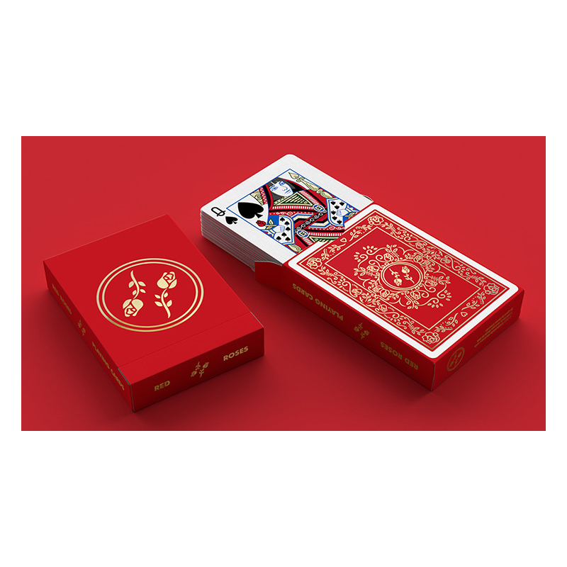 Red Roses Gold Foil Playing Cards (Fully Marked)