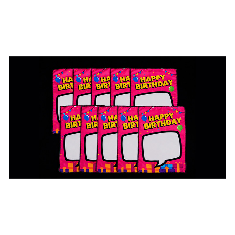 Birthday Silk Surprise REFILL (10 Silks) by PlayTime Magic DEFMA (Pink)