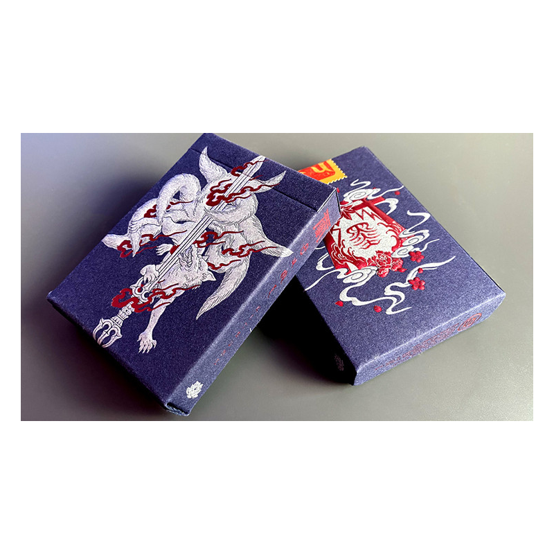 Sumi Kitsune Myth Maker (Blue/Red Craft Letterpressed Tuck) Playing Cards by Card Experiment