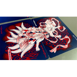 Sumi Kitsune Myth Maker (Blue/Red Craft Letterpressed Tuck) Playing Cards by Card Experiment