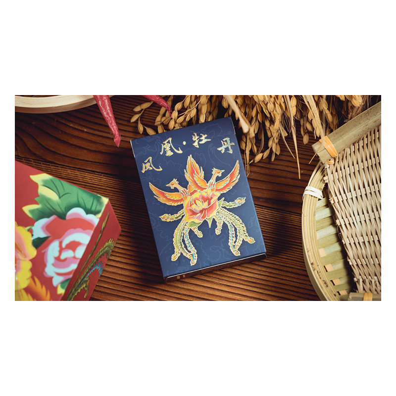 Phoenix and Peony (Blue) Playing Cards by Bacon Playing Card Company